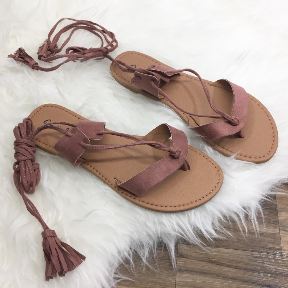 NEW Mauve Color Lace Up Gladiator Sandals